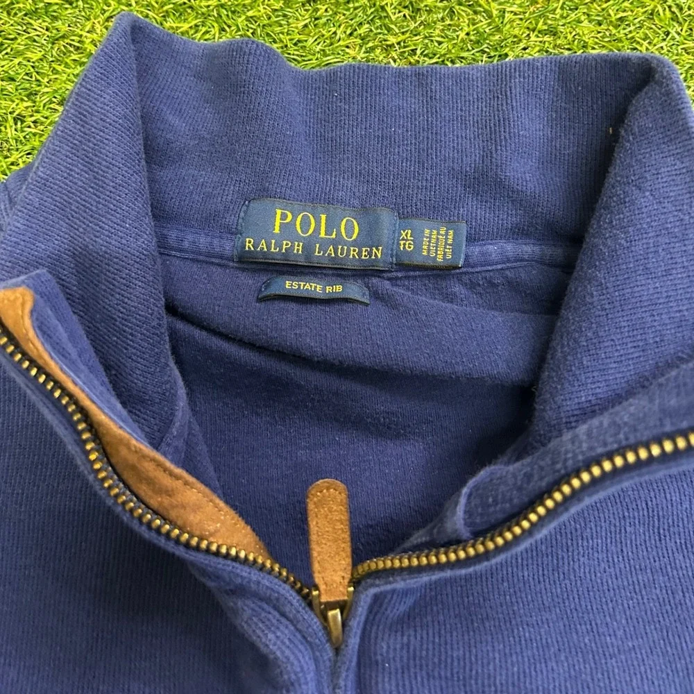 Polo Ralph Lauren Estate Rib Quarter Zip Pullover Navy Blue XL